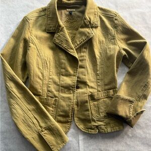 Y2K rare Jelessy olive denim embroidered boho denim jacket fold back cuffs